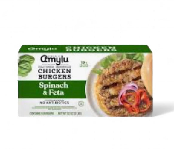 Amylu Spinach & Feta Chicken Burgers 2lbs