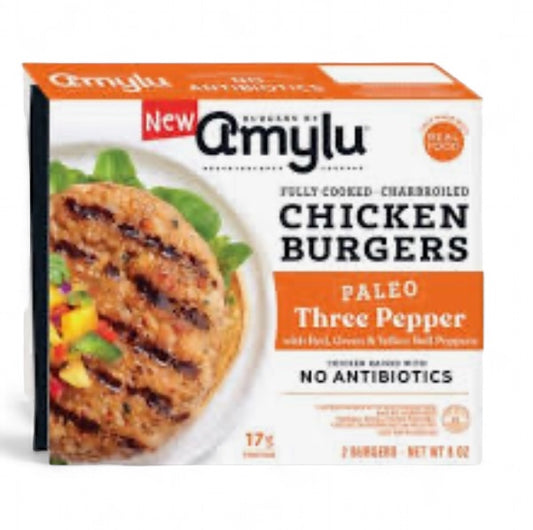 Amylu Paelo Three Peppers Chicken Burgers 2ct