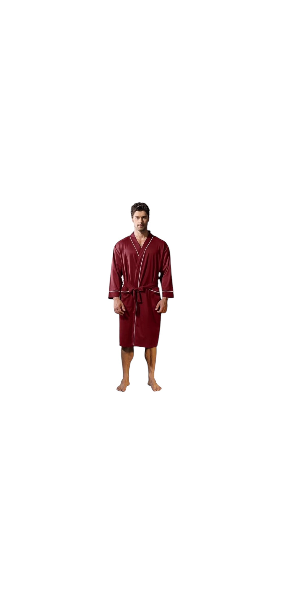 Mens Kimono Robe Lightweight Soft Bathrobe  Sleepwear Loungewear with Pockets